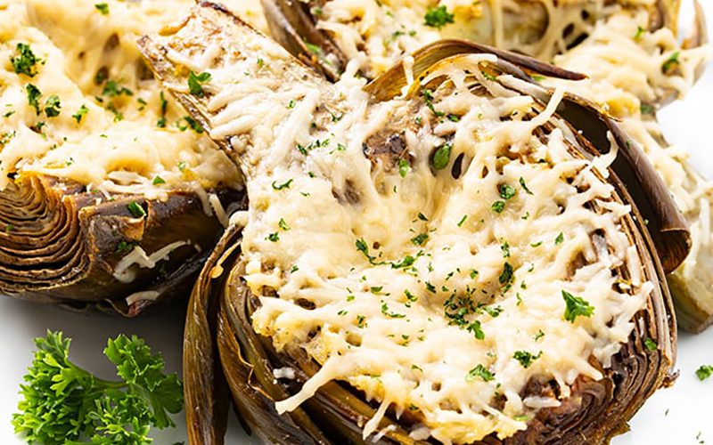 Garlic Parmesan Baked Artichokes